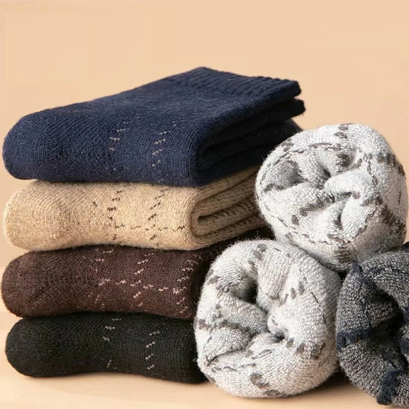 Logotipo personalizado personalizado grueso acogedor lana hombres calcetines unisex tripulación calcetines de invierno