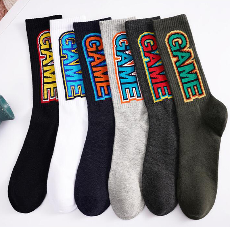 Custom Logo Jacquard Tube Sock Men Crew Sports cycling Socks.jpg